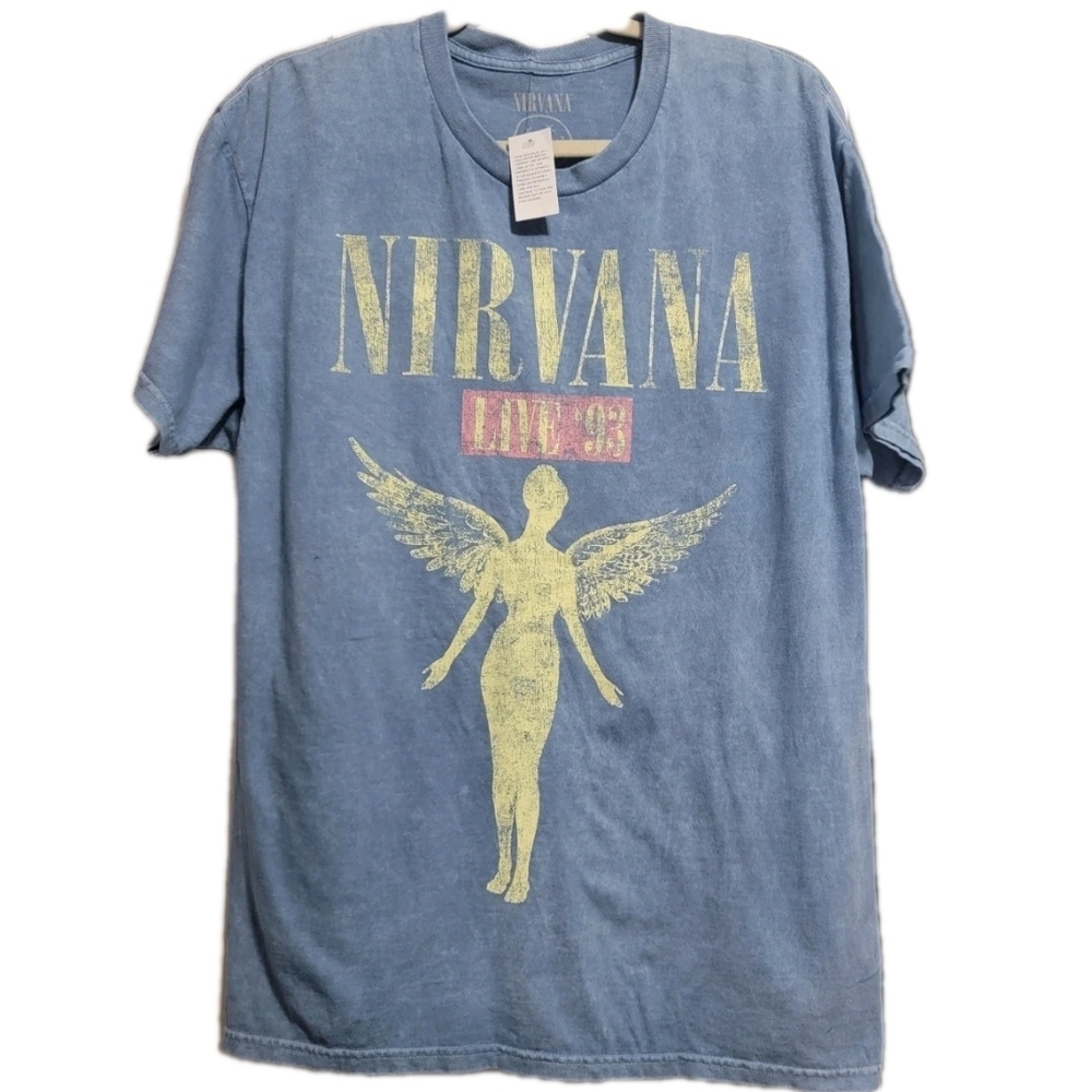 NIRVANA Light Blue Distressed Tee